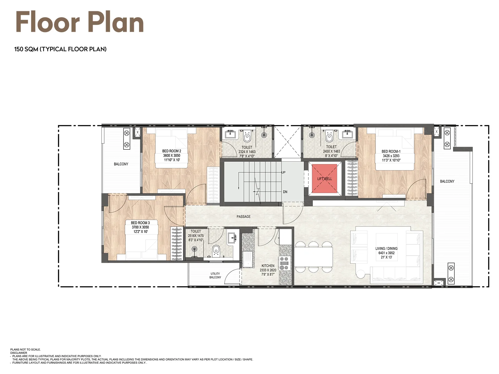 3 BHK - Typical Floor Plan