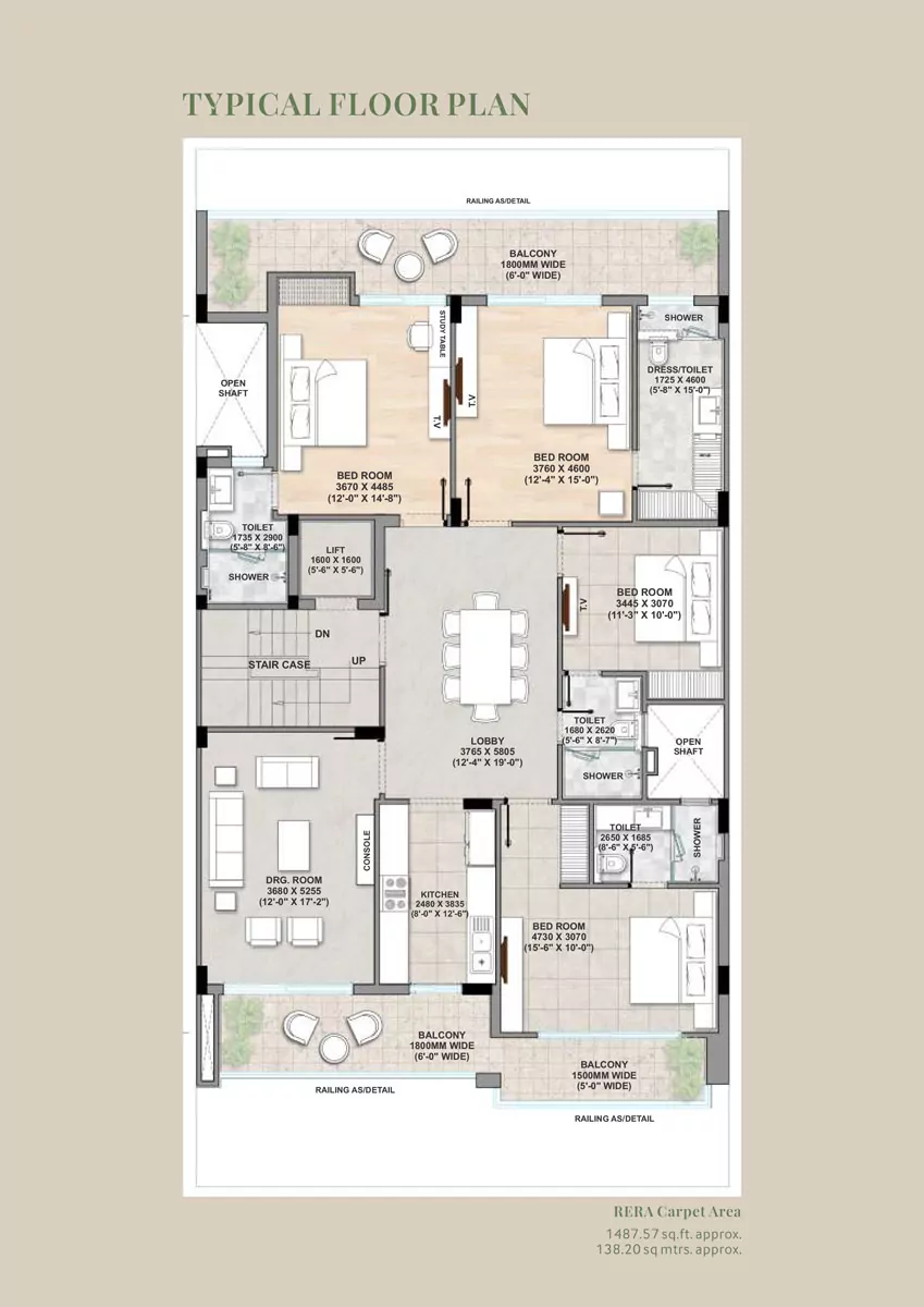 4 BHK Typical 1488 Sq.  Ft.